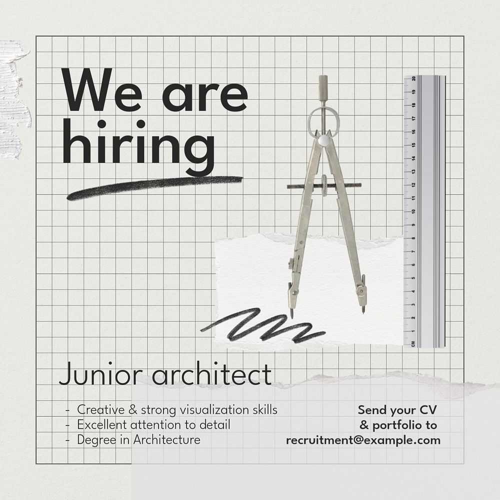 Junior architect Instagram post template, editable text