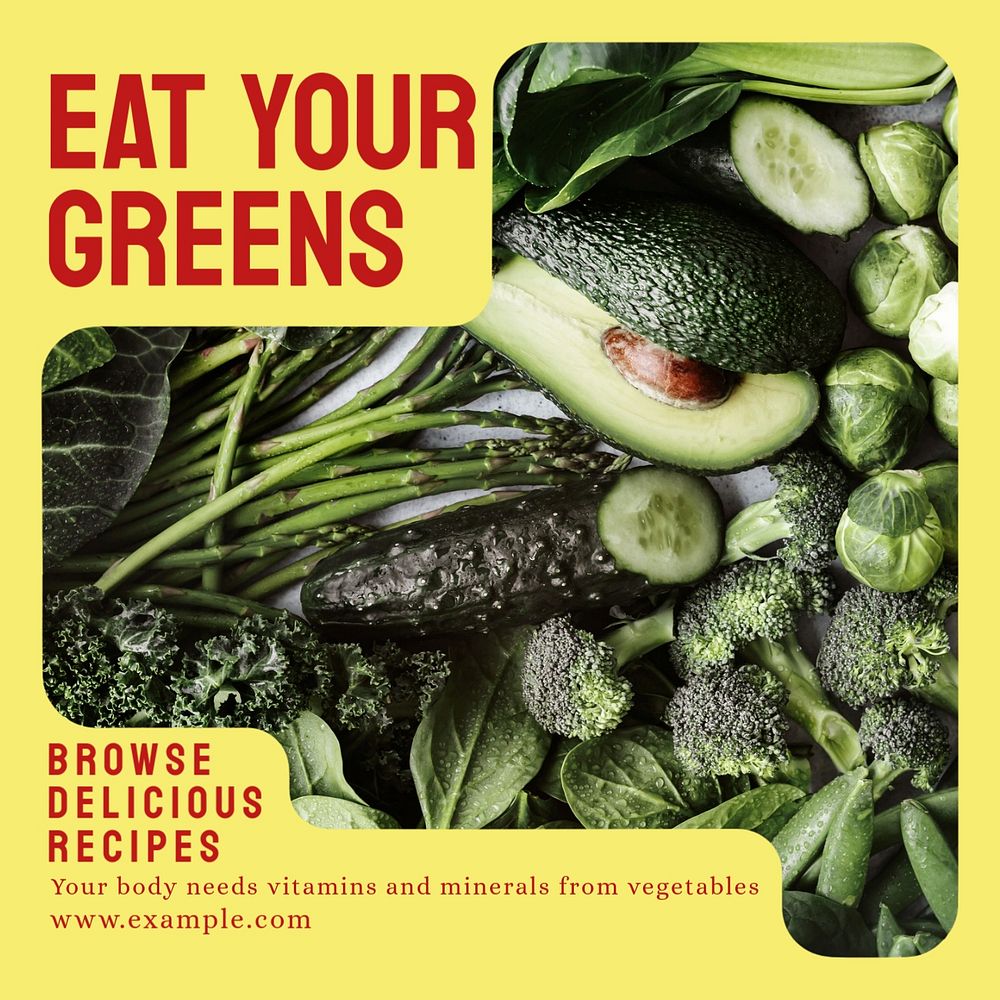 Eat your greens Facebook post template, editable social media ad