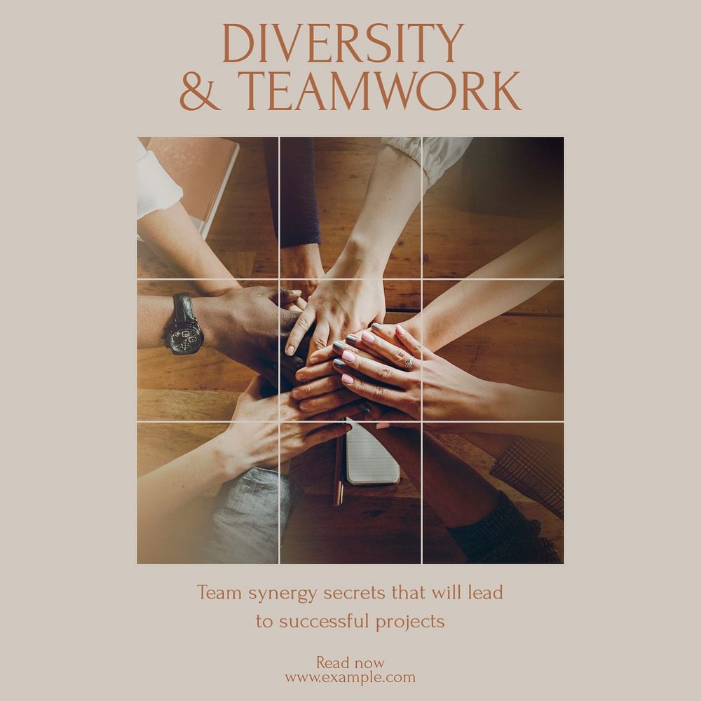 Diversity work teamwork Facebook post template, editable social media ad