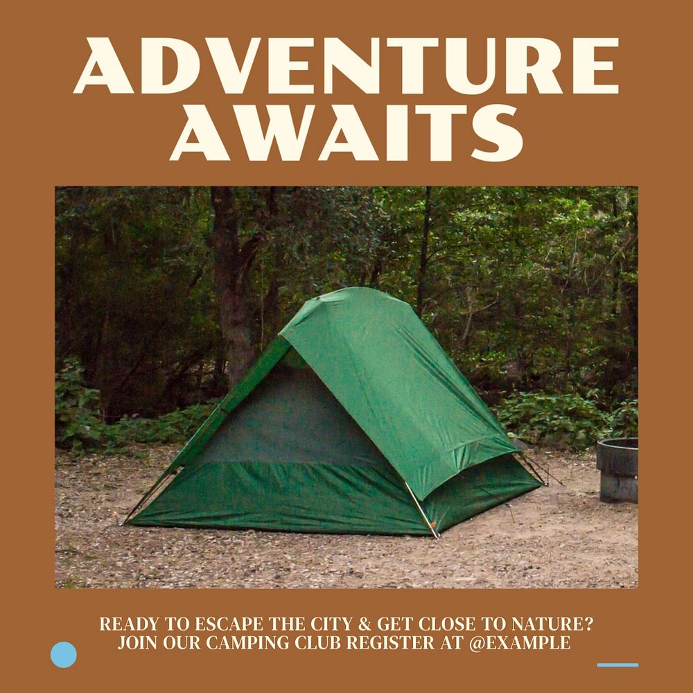 Camping & adventure club Facebook post template, editable social media ad