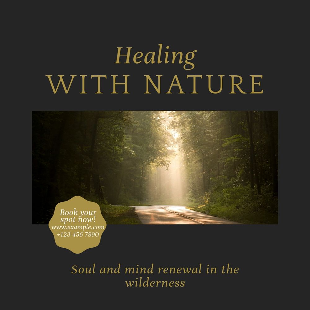 Healing with nature Facebook post template, editable social media ad