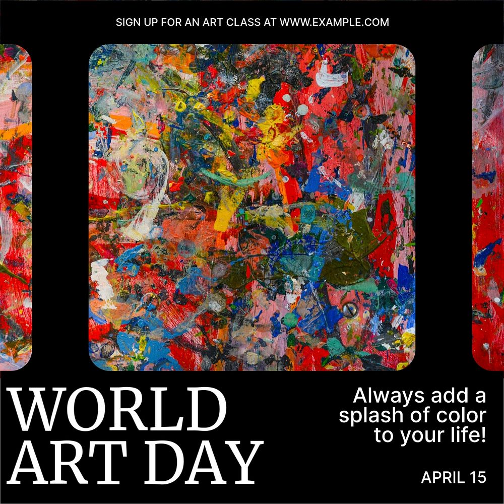 World art day Facebook post template, editable social media ad