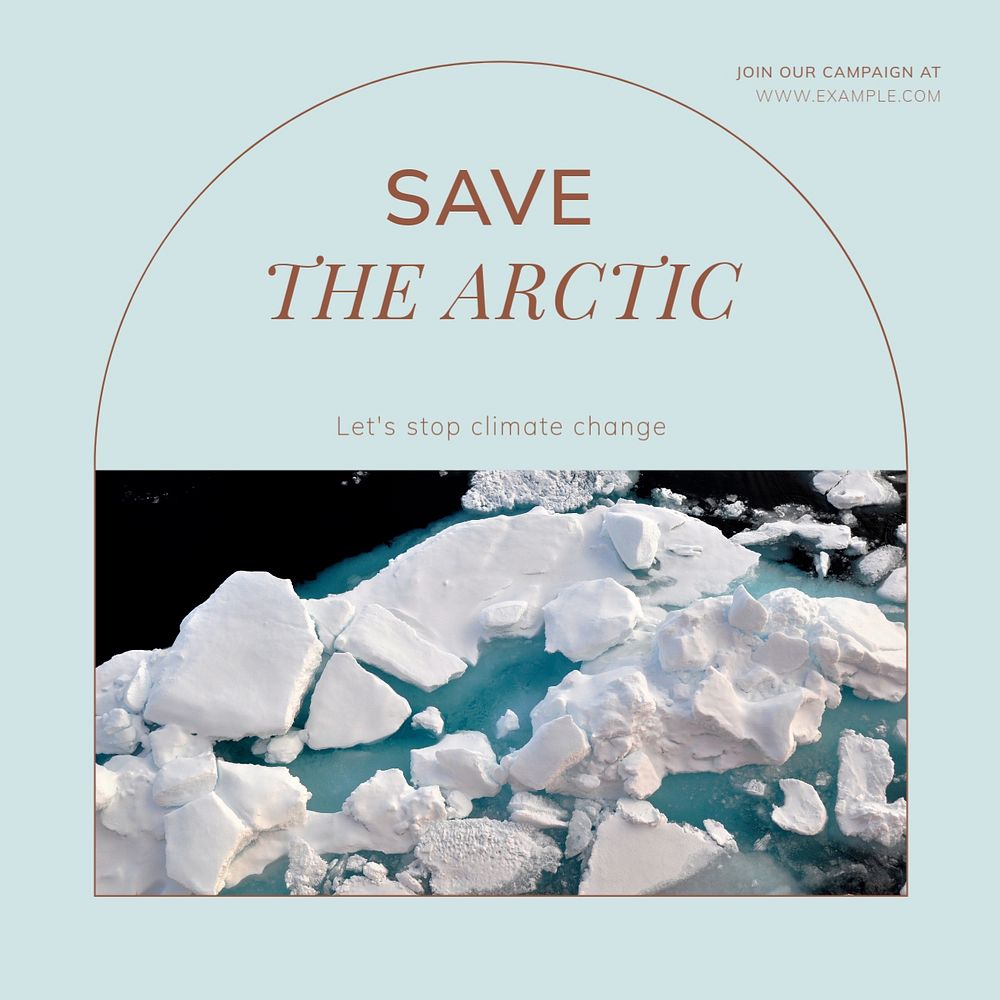 Save Arctic Facebook post template, editable social media ad