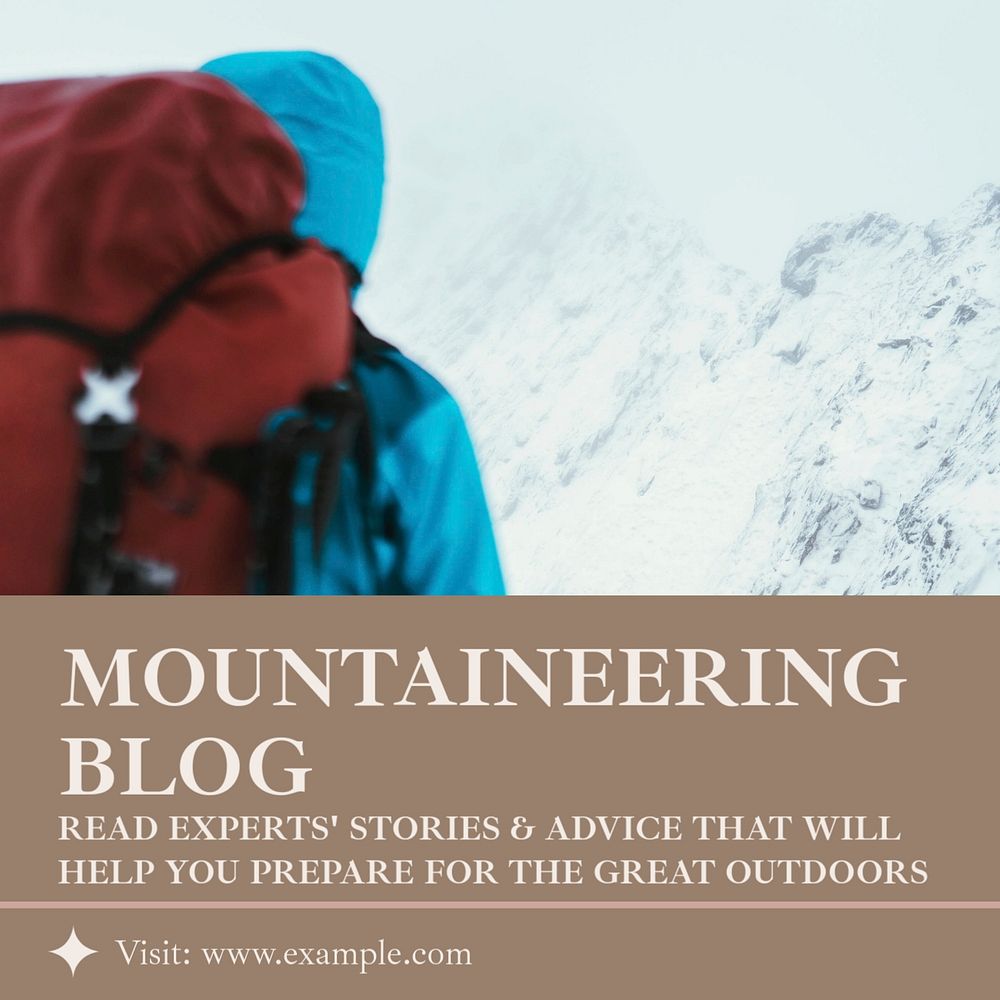 Mountaineering blog Facebook post template, editable social media ad