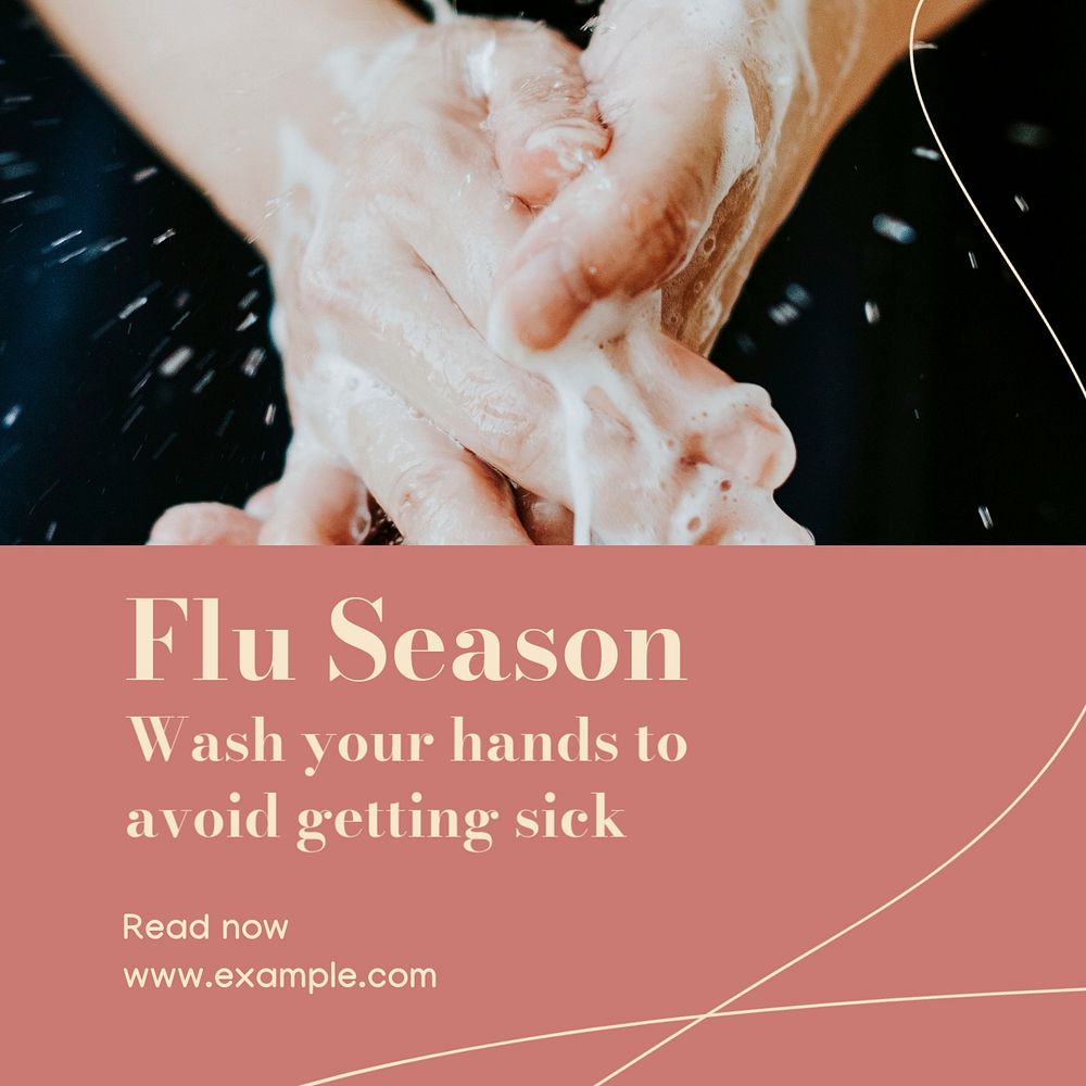 Flu season Facebook post template, editable social media ad