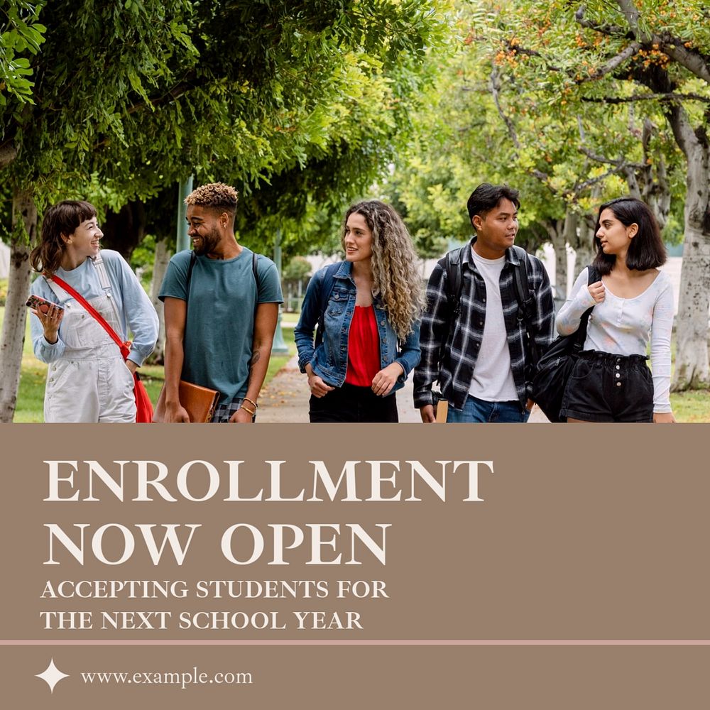 School Student enrollment Facebook post template, editable social media ad