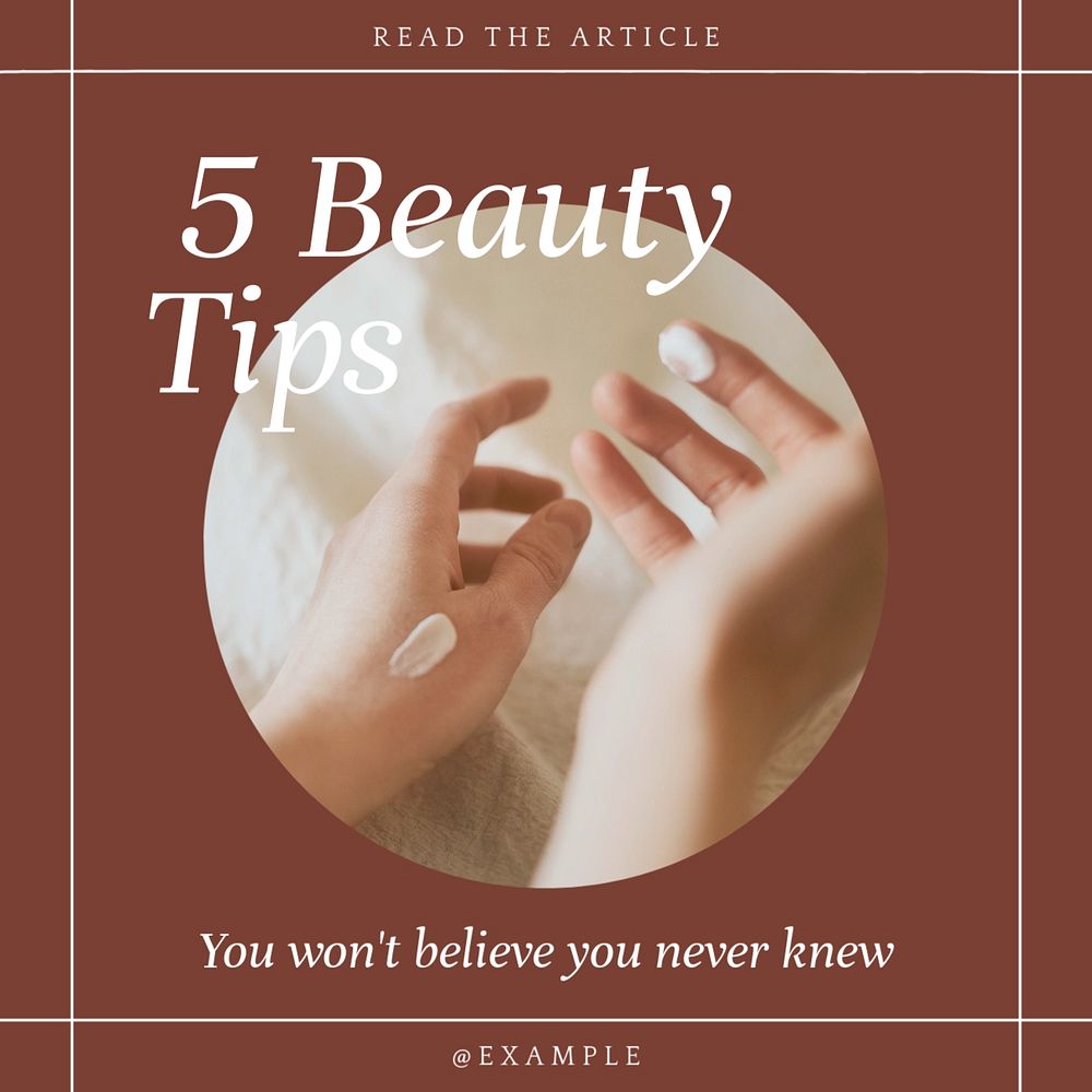 Beauty tips Facebook post template, editable social media ad