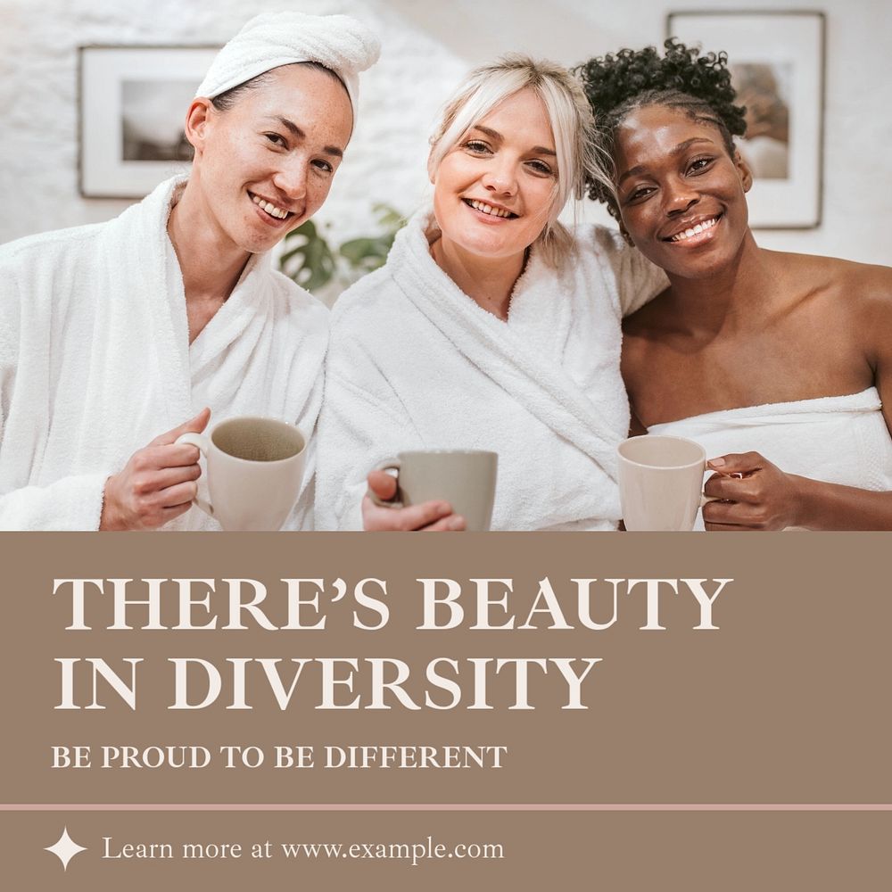 Diversity & beauty Facebook post template, editable social media ad