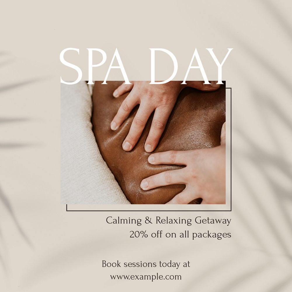 Spa day Facebook post template, editable social media ad