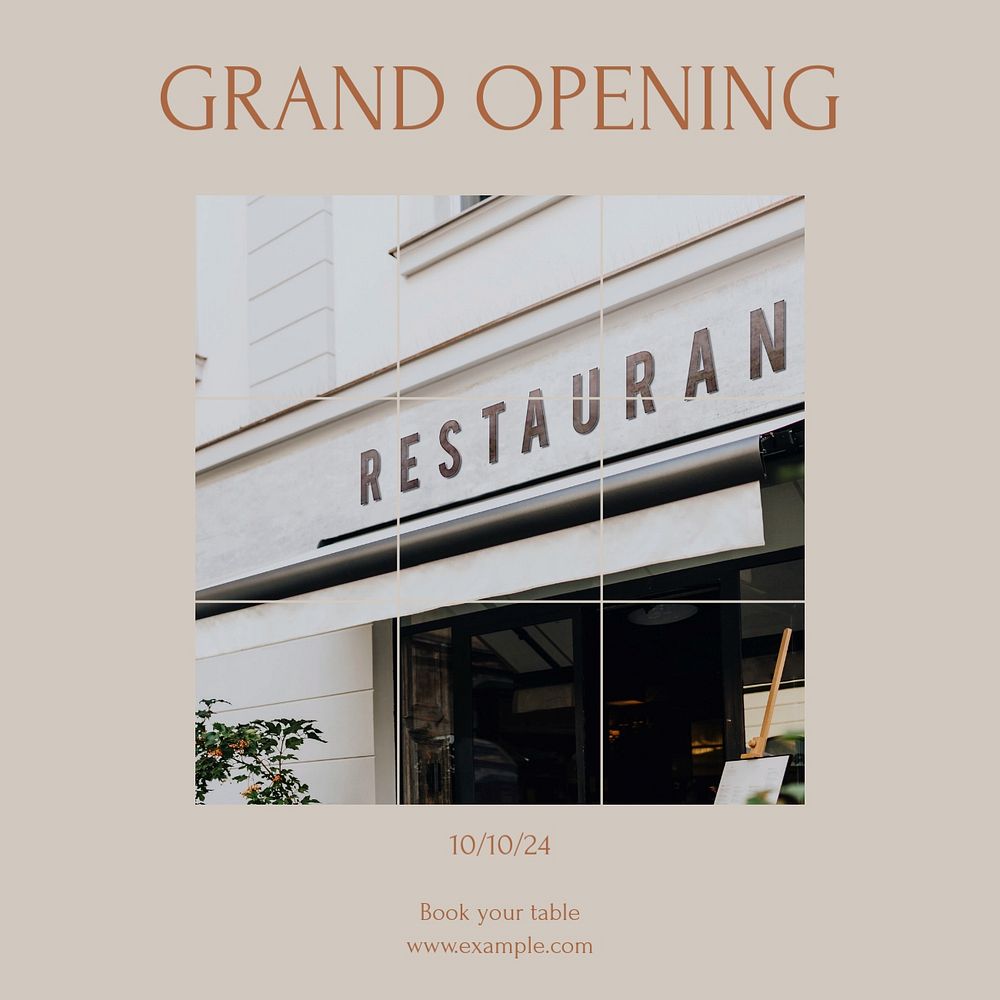 Grand opening Facebook post template, editable social media ad