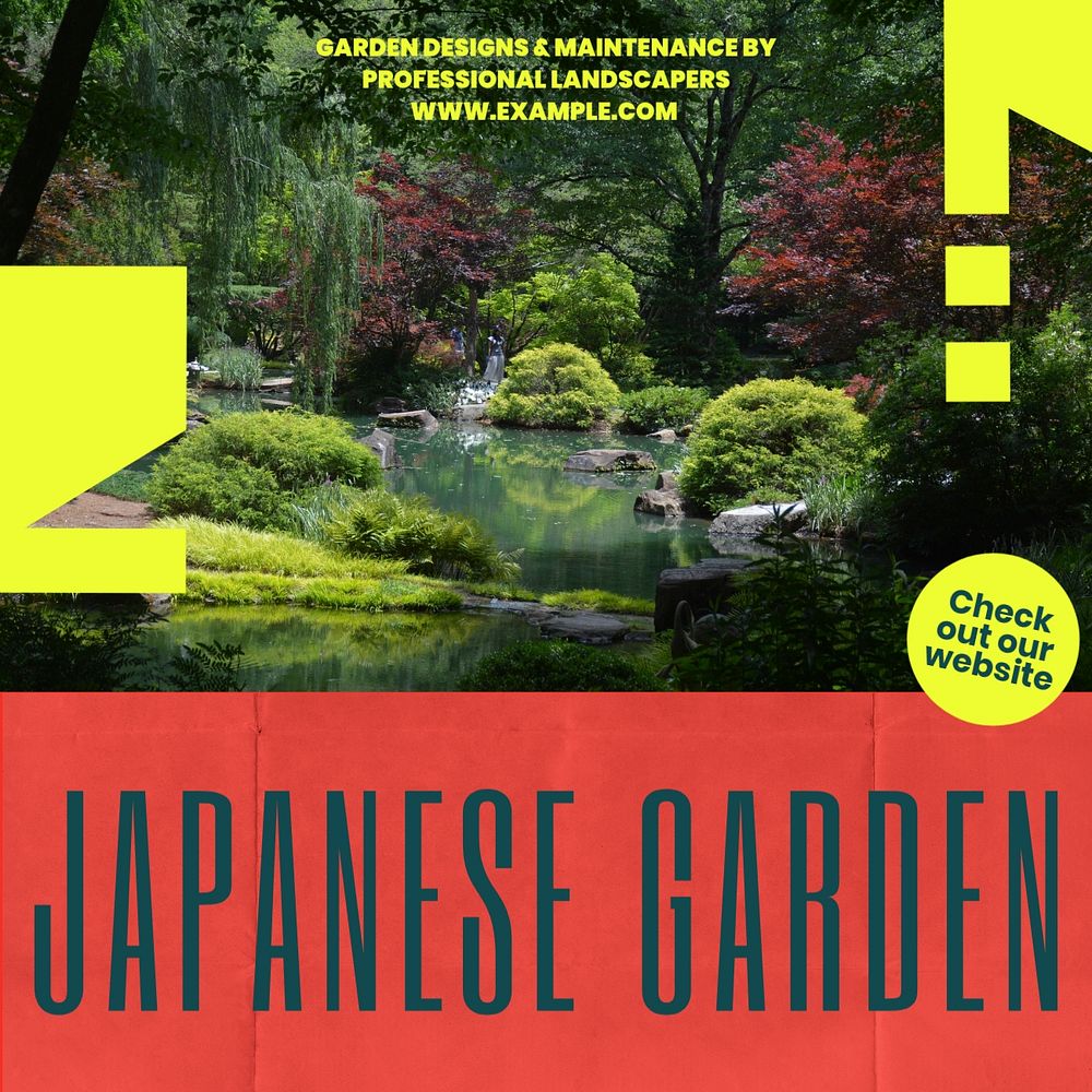 Japanese garden Facebook post template, editable social media ad