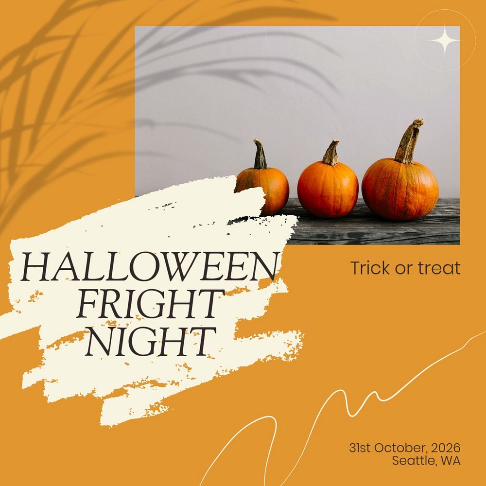 Halloween night Facebook post template, editable social media ad