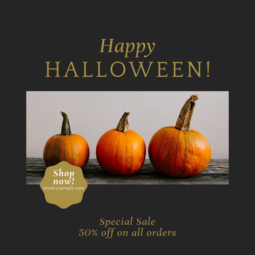 Halloween sale Facebook post template, editable social media ad