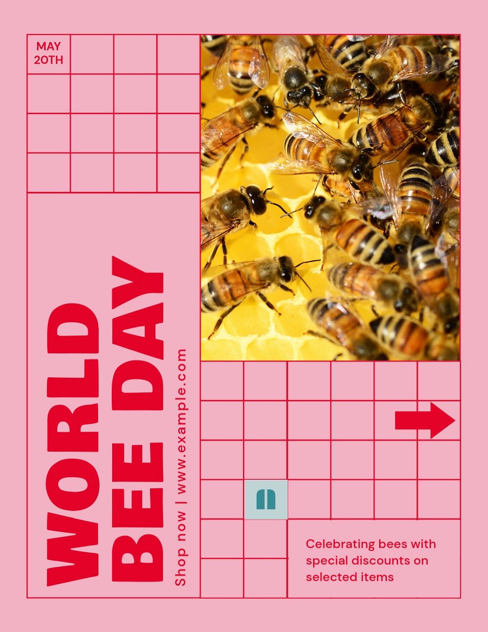 World Bee Day flyer template, editable ad