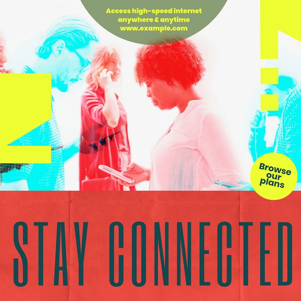 Stay connected Facebook post template, editable social media ad