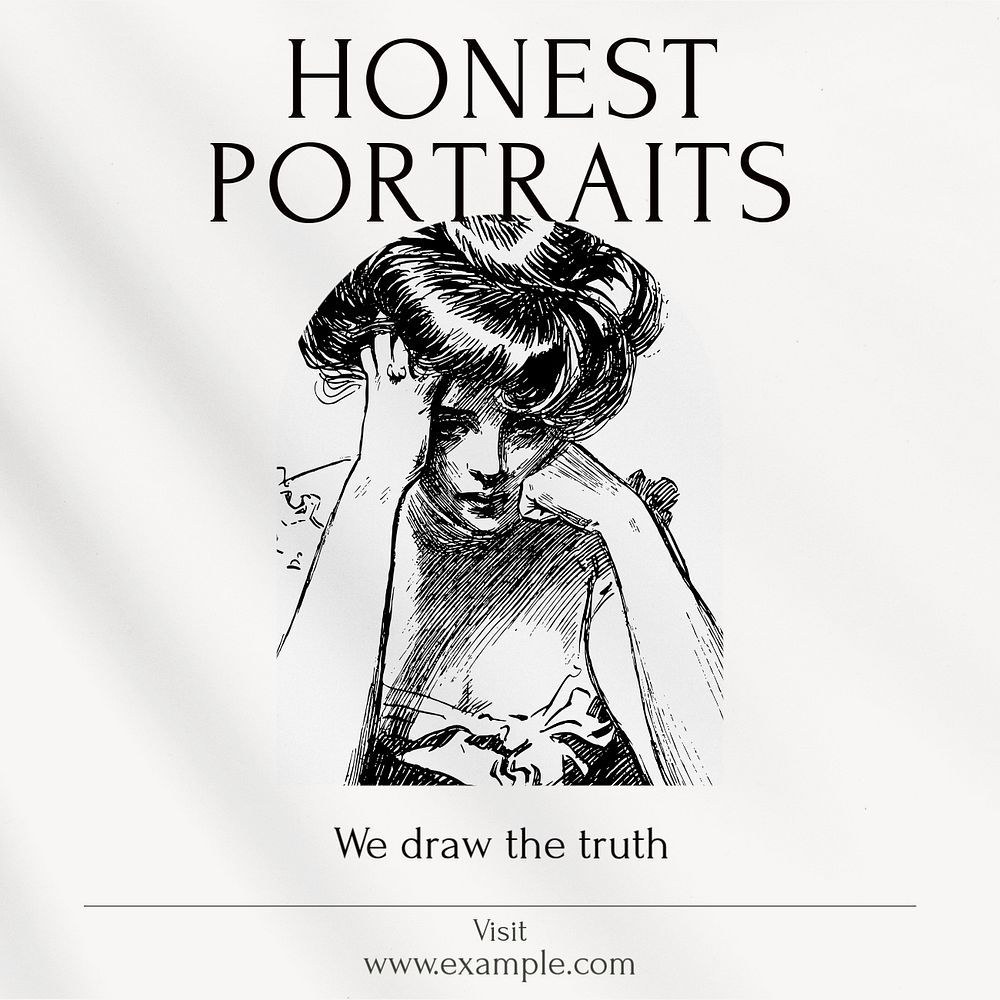 Realistic portraits Facebook post template, editable social media ad