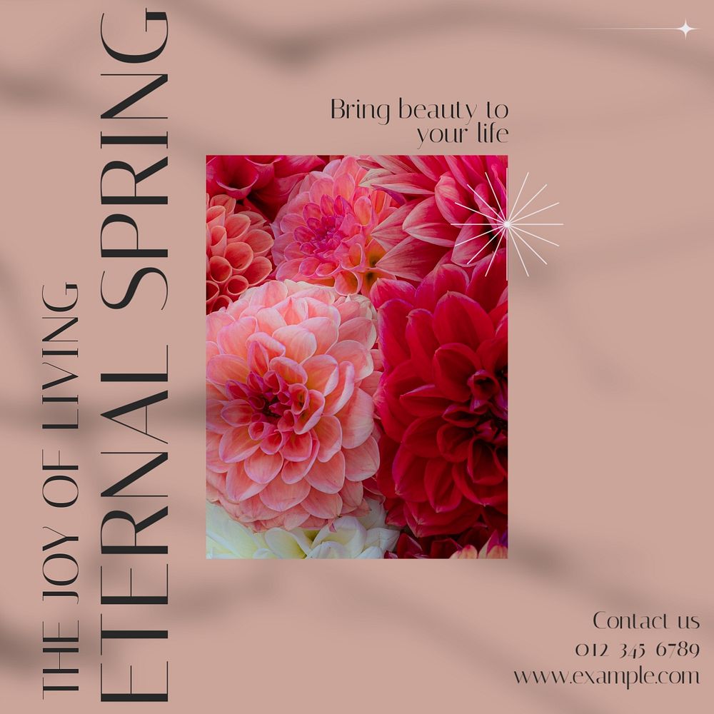 Eternal spring Facebook post template, editable social media ad