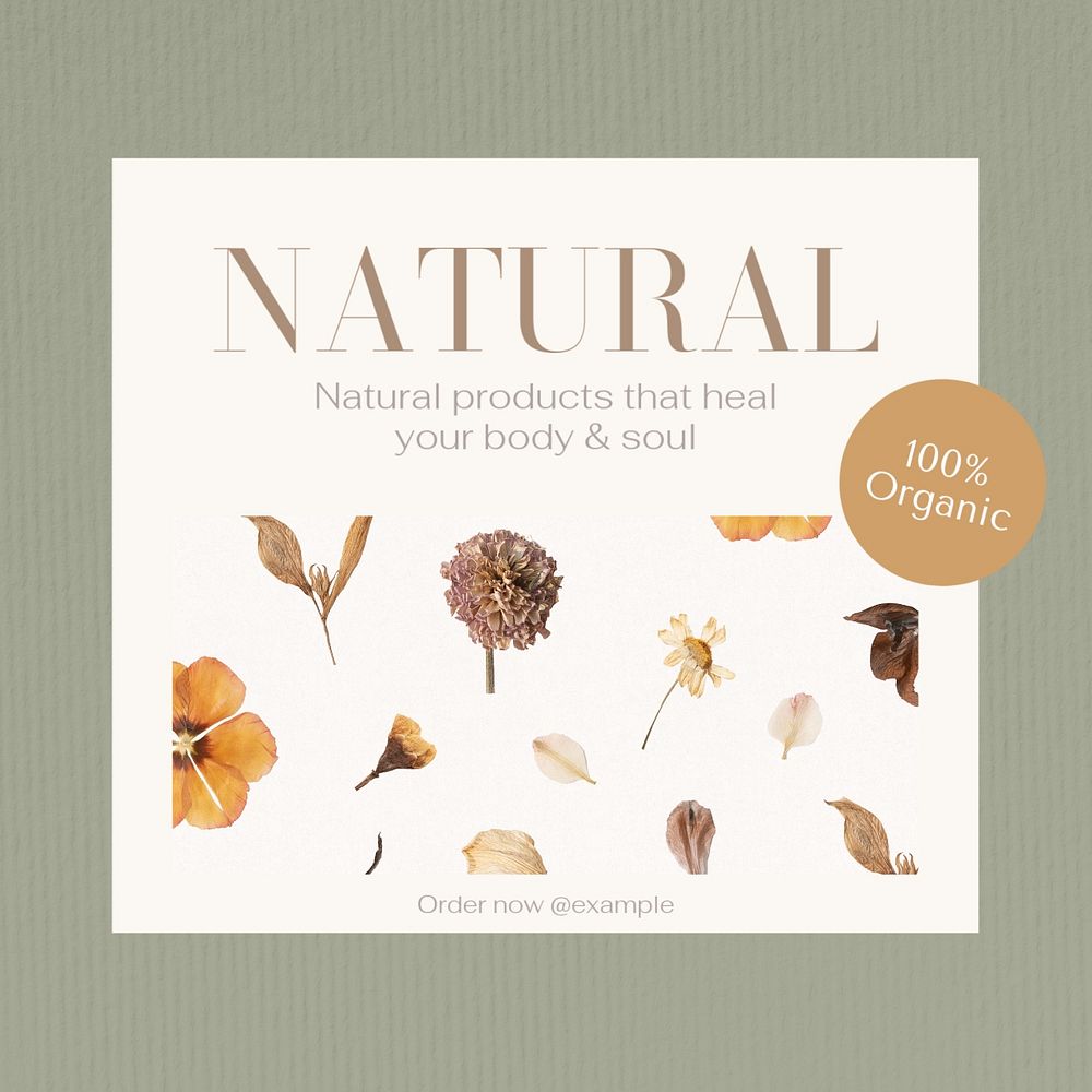 Natural products that Facebook post template, editable social media ad