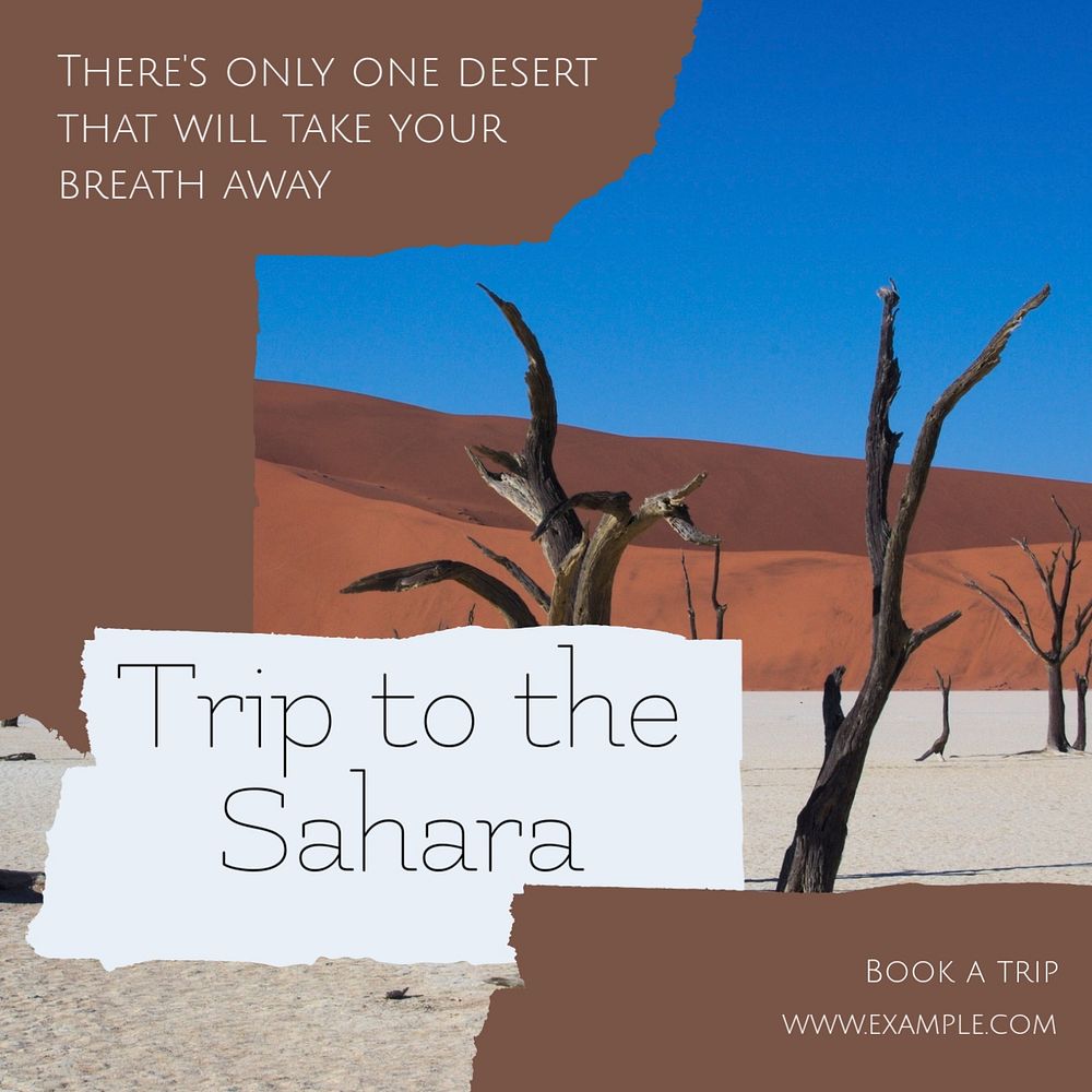 Sahara desert Facebook post template, editable social media ad