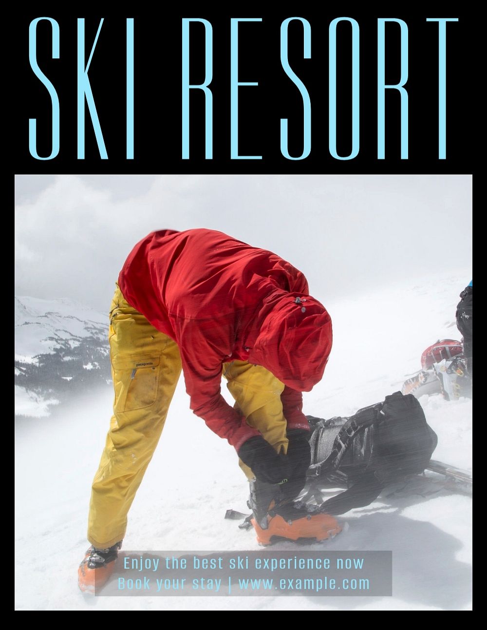 Ski resort flyer template, editable ad