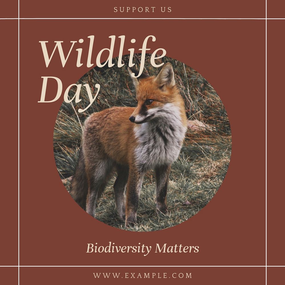 Wildlife day Facebook post template, editable social media ad