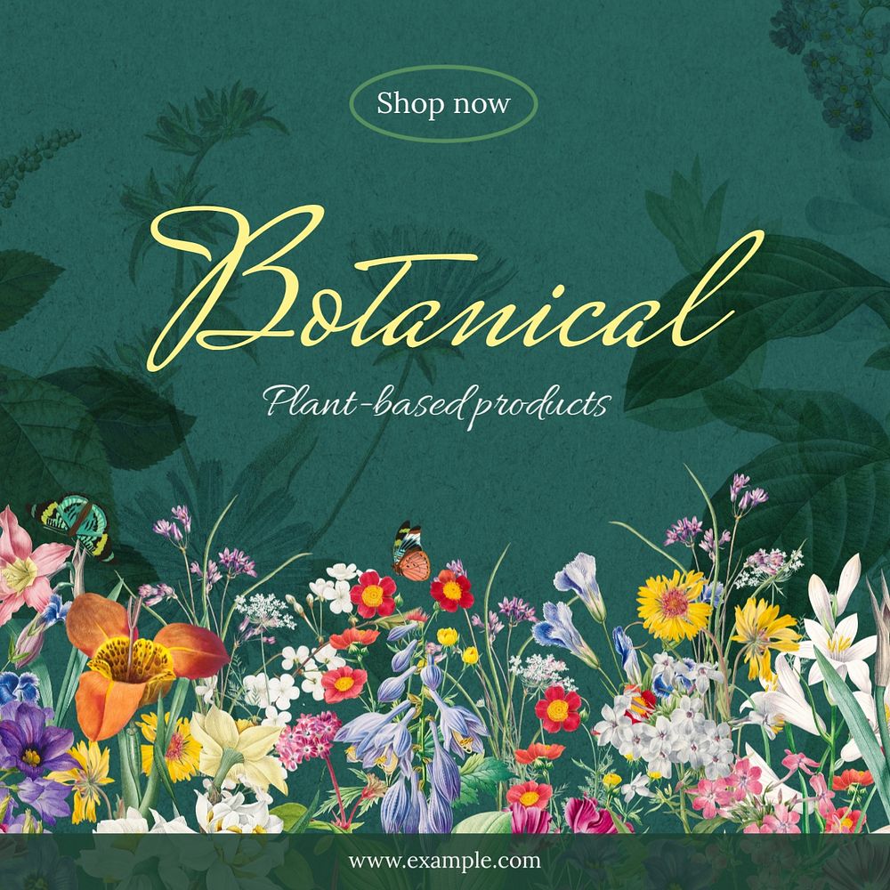 Vintage botanical Instagram post template, editable design