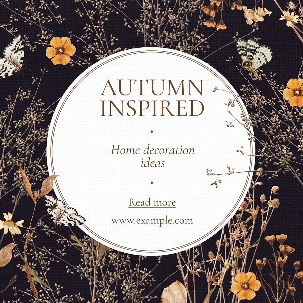 Autumn flowers Instagram post template, editable design