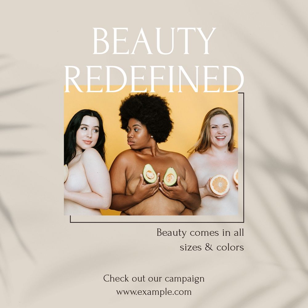 Redefined beauty Facebook post template, editable social media ad