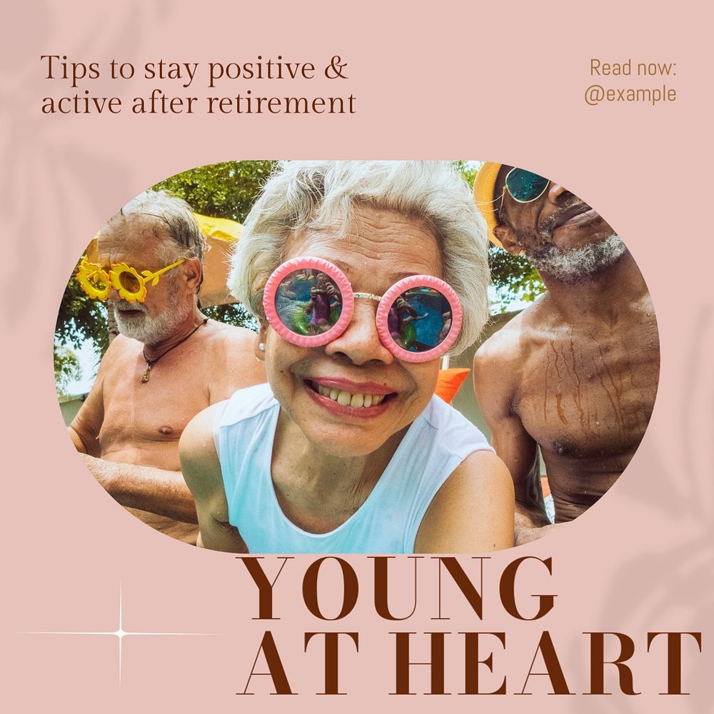 Young at heart Facebook post template, editable social media ad