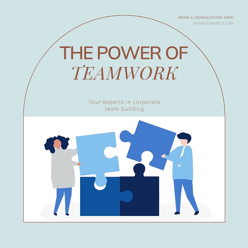 Power of teamwork Facebook post template, editable social media ad