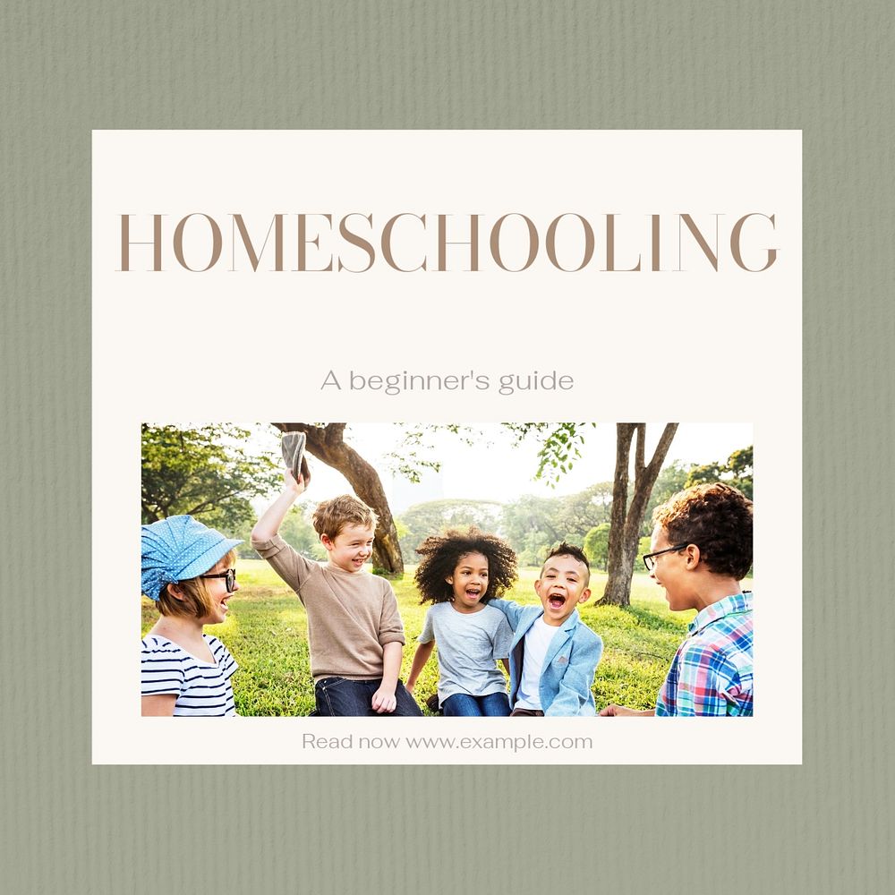 Home school children Facebook post template, editable social media ad