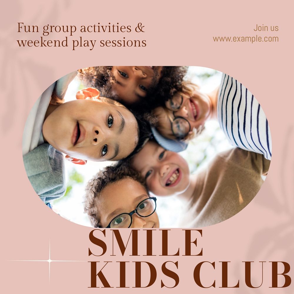 Smile kids club Facebook post template, editable social media ad