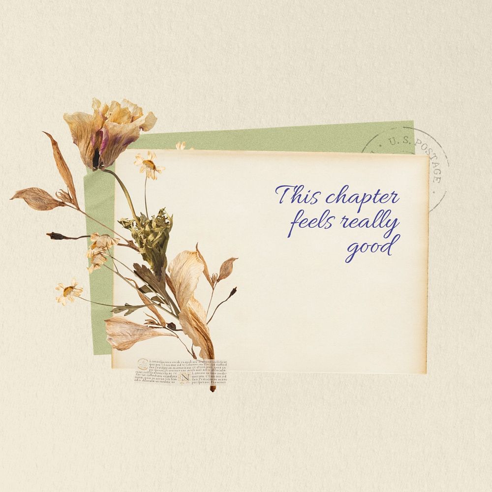 Feel good quote, Autumn flower collage art, editable design