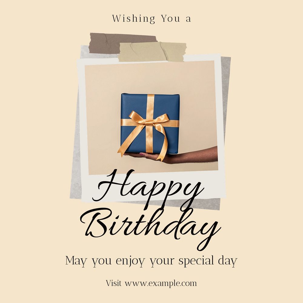 Happy birthday Facebook post template, editable social media ad