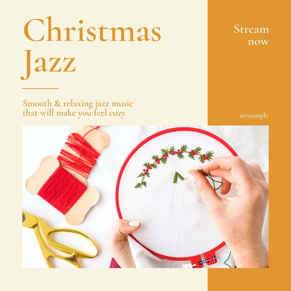 Christmas jazz Facebook post template, editable social media ad