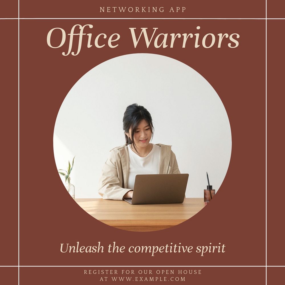 Office warriors Facebook post template, editable social media ad