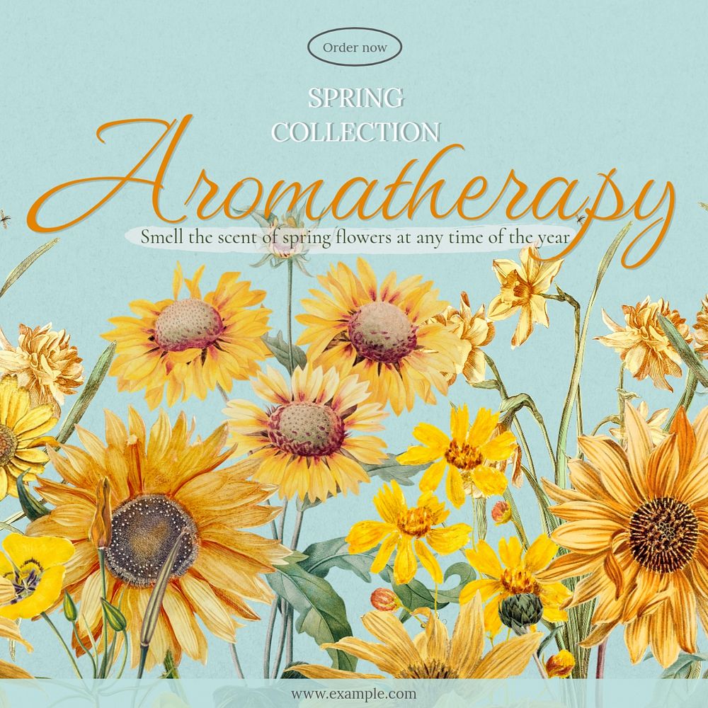 Vintage sunflower Facebook post template, editable design