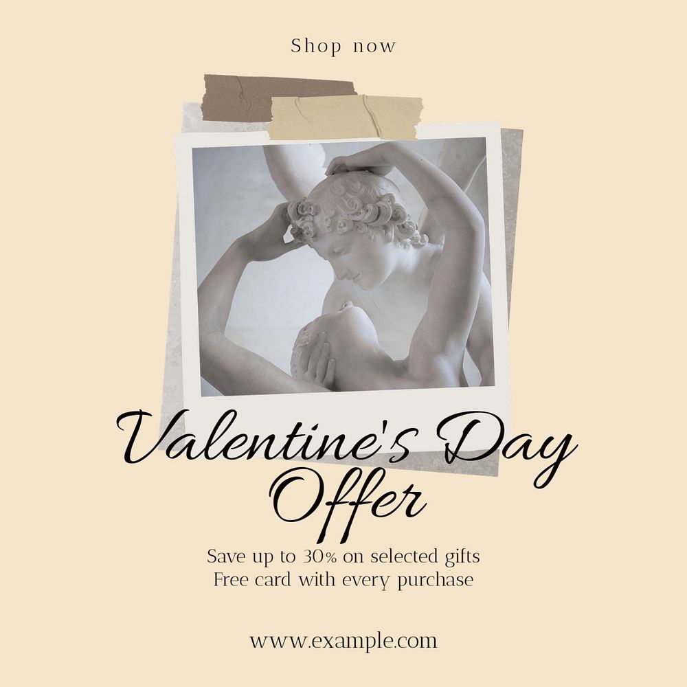 Valentine's Day offer Facebook post template, editable social media ad