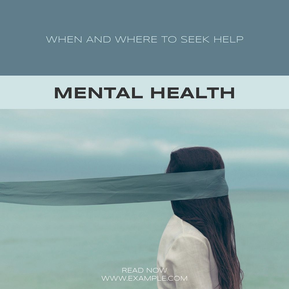 Mental health care Facebook post template, editable social media ad