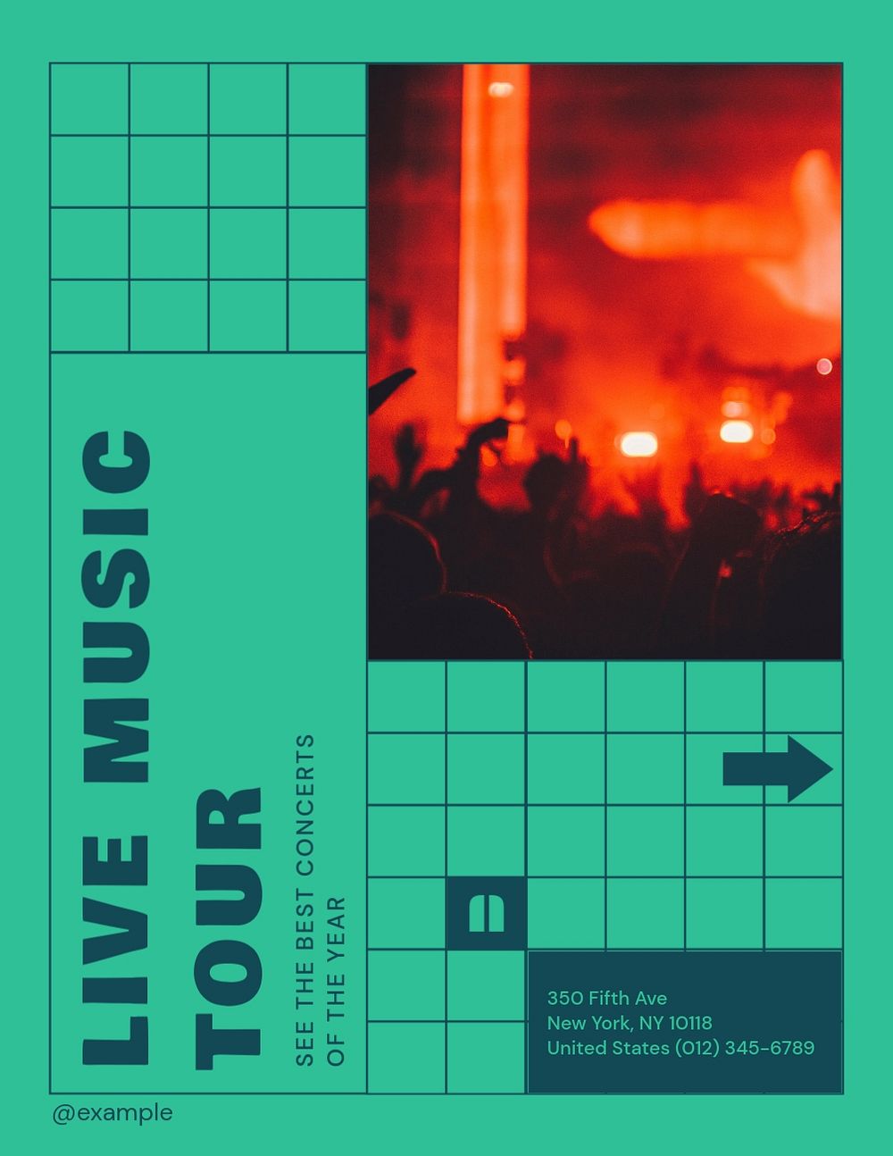 Concert music tour flyer template, editable ad