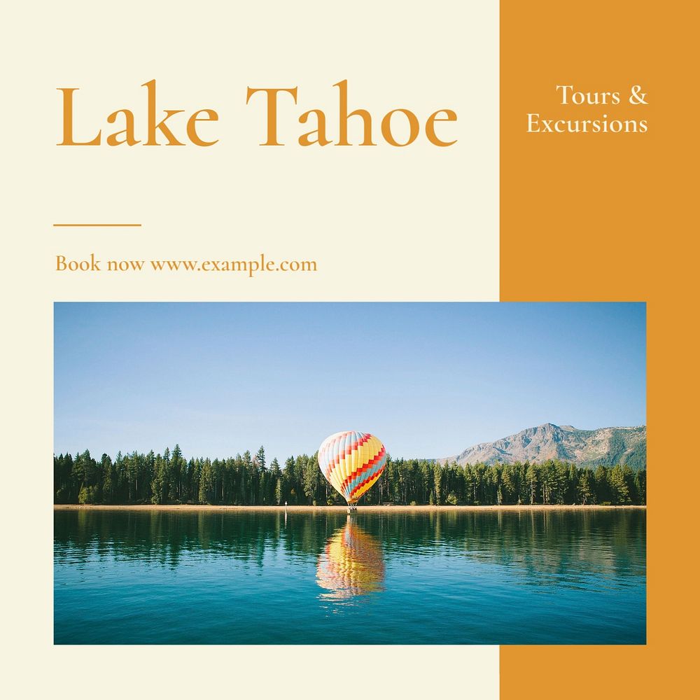 Lake Tahoe Facebook post template, editable social media ad