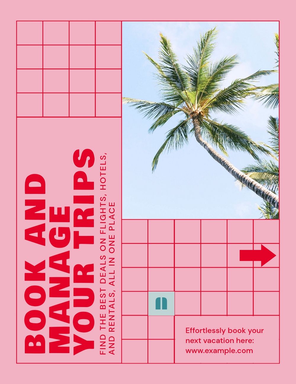 Travel booking flyer template, editable ad