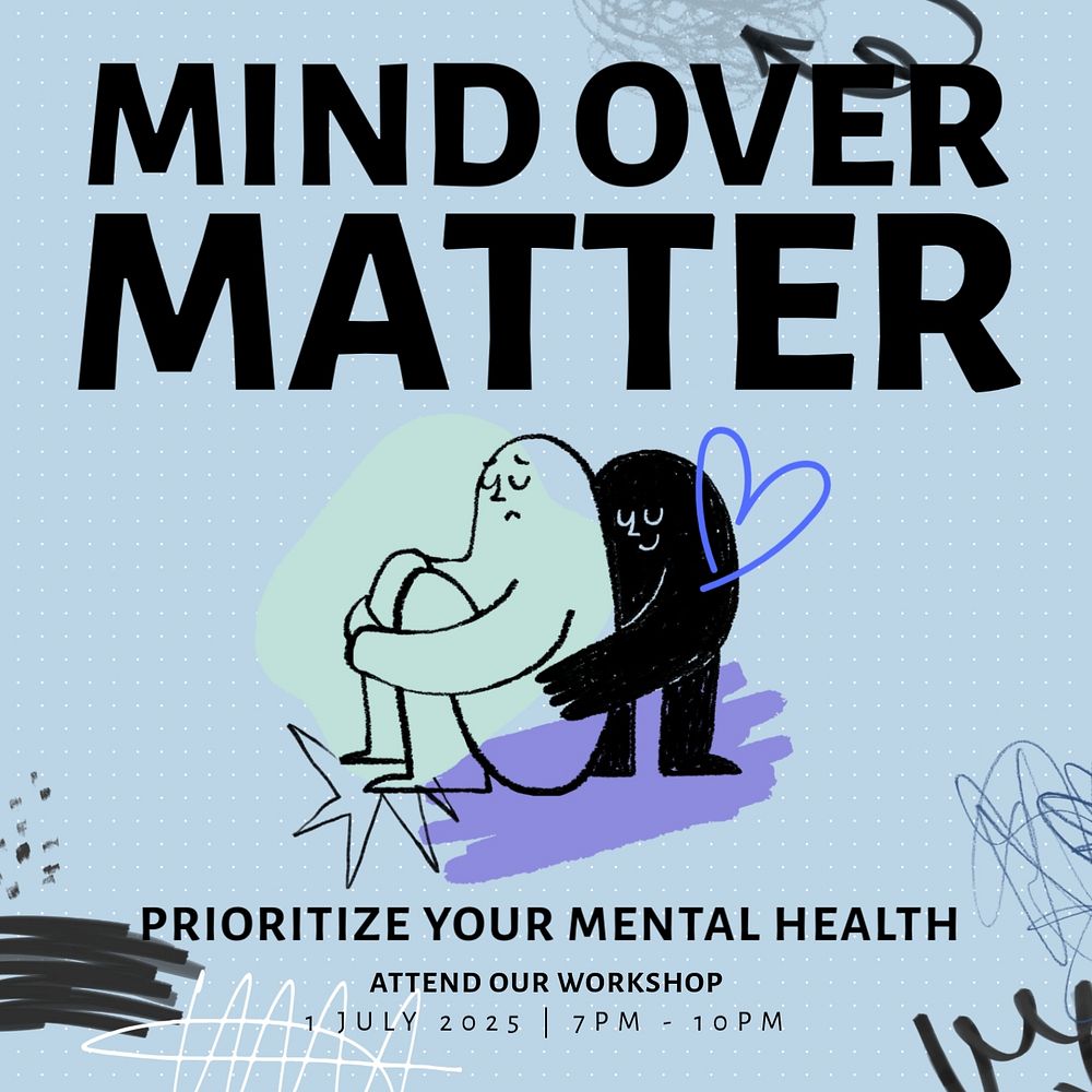 Mental health, psychology Instagram post template, editable text