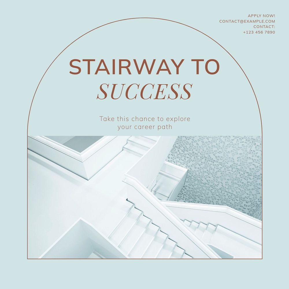 Stairway to success Facebook post template, editable social media ad