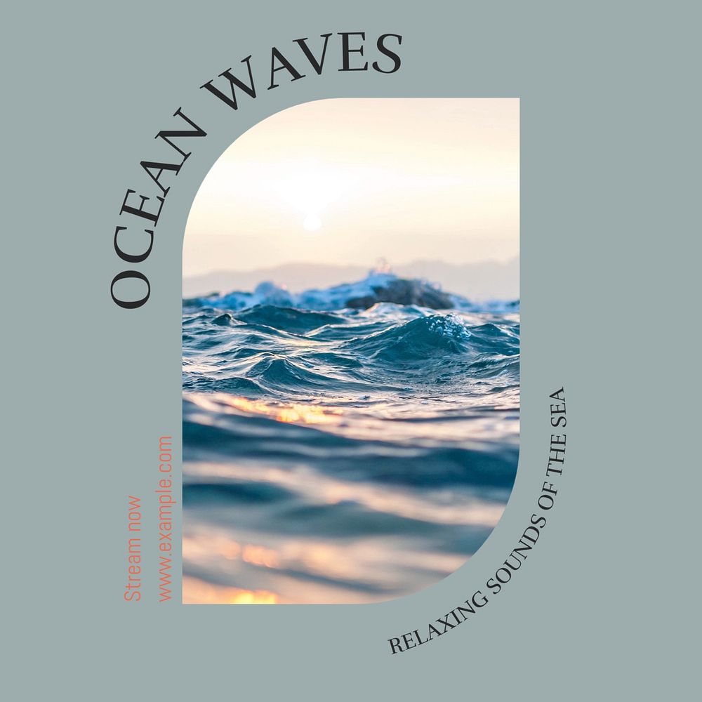 Ocean waves Facebook post template, editable social media ad