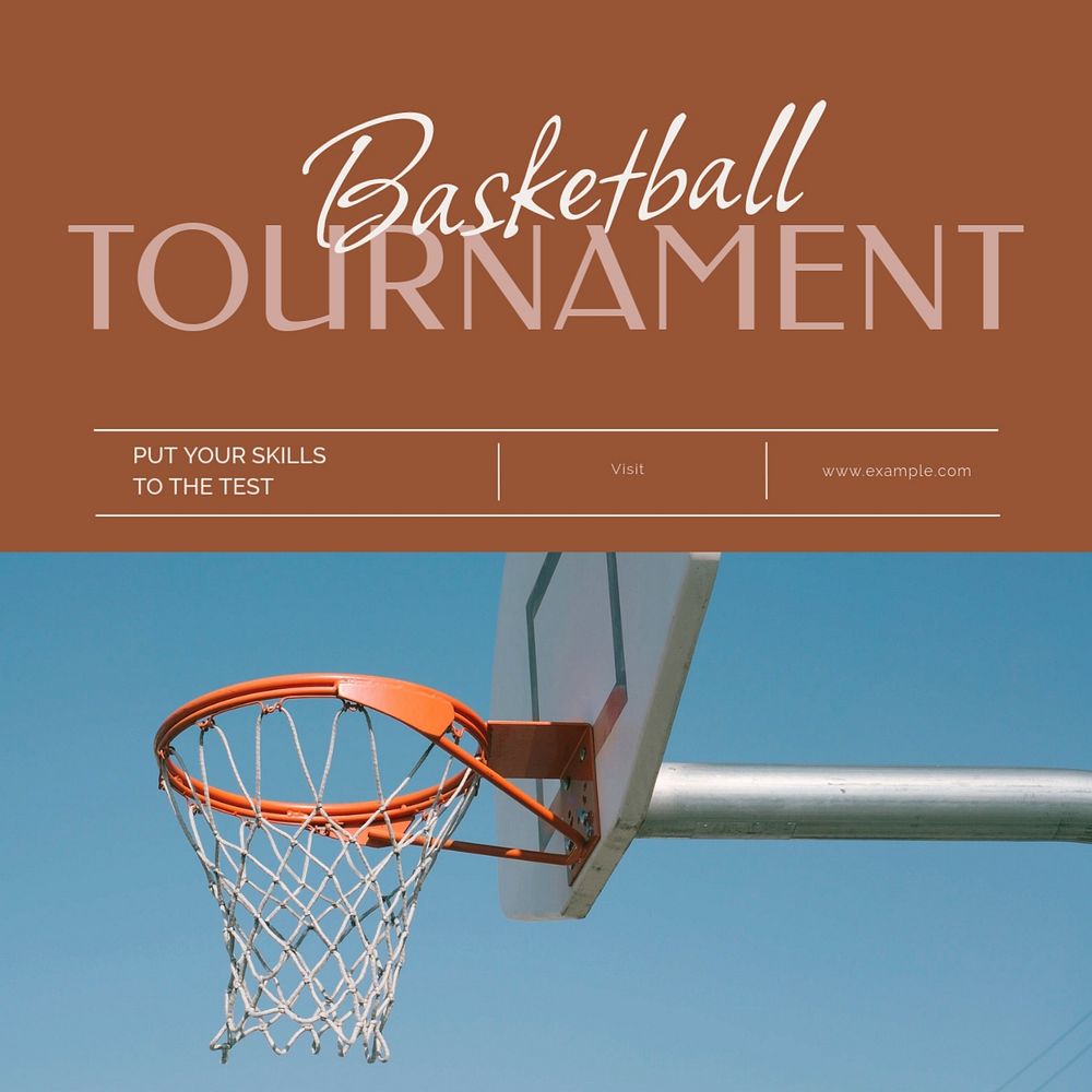 Basketball tournament Facebook post template, editable social media ad