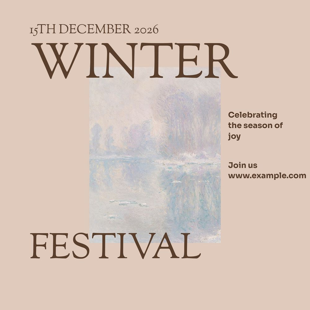 Winter festival Facebook post template, editable social media ad