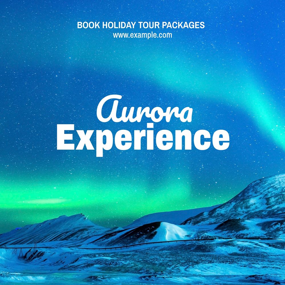 Aurora tour package Instagram post template, editable text