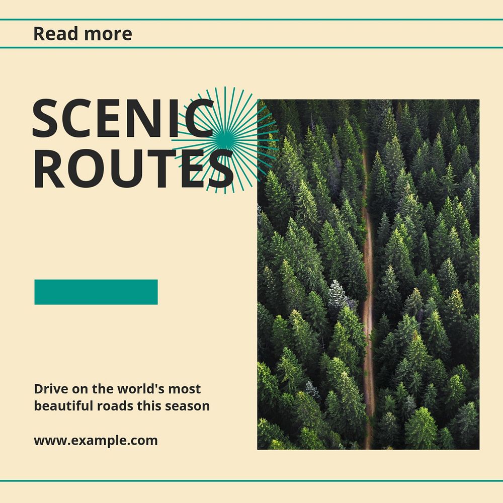 Scenic routes Facebook post template, editable social media ad