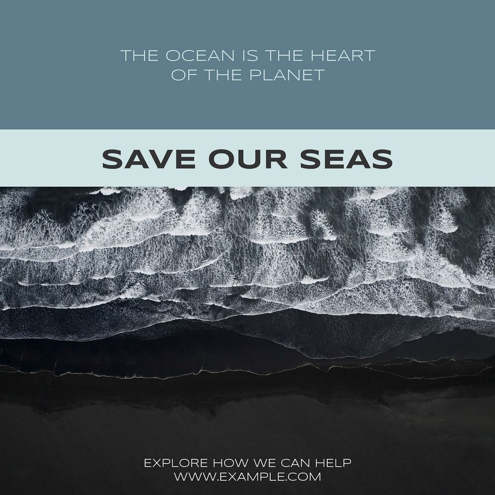 Save the seas Facebook post template, editable social media ad